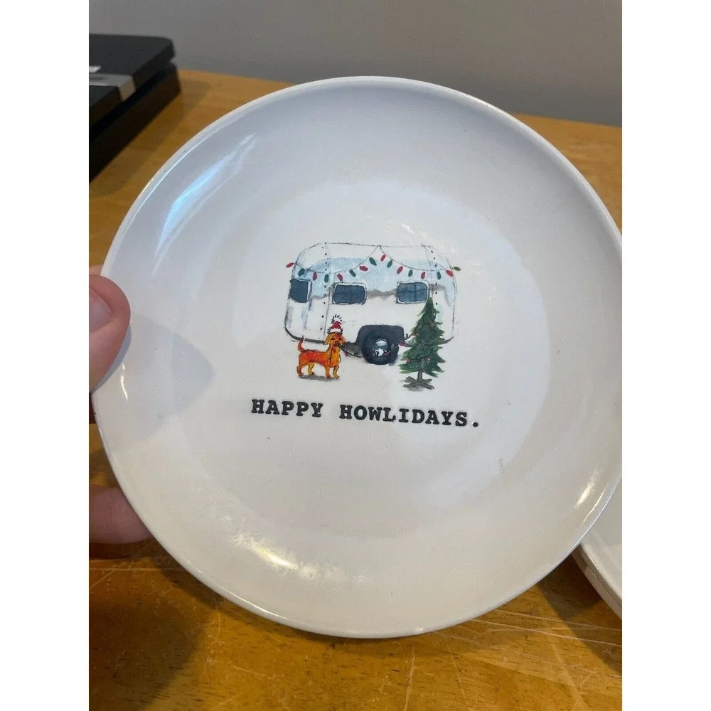 (3) Rae Dunn Magenta Christmas Happy Howlidays Dog Trailer 6